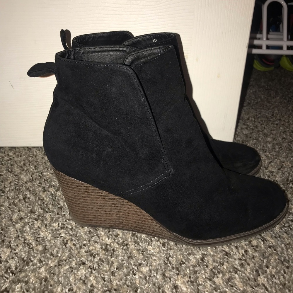 Merona Black Suede Wedge Ankle Boots